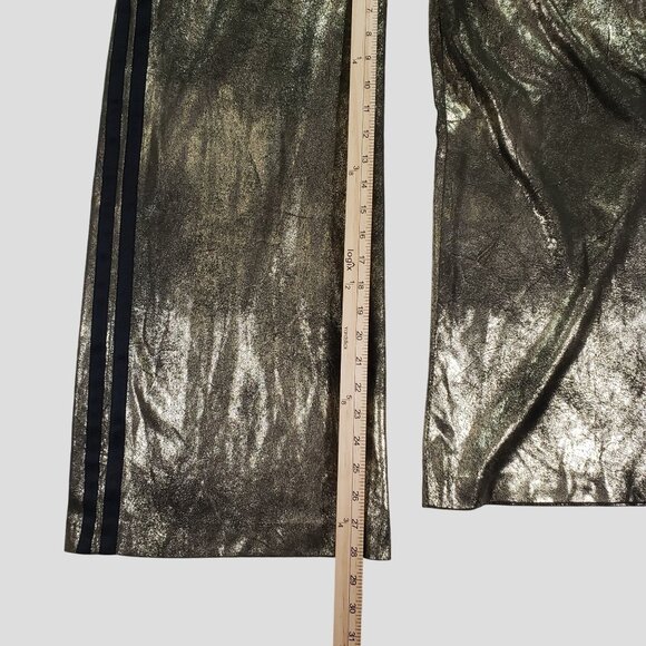 Free People Vegan Gold Metallic Wide Leg Track Pants Size S - Picture 6 of 10